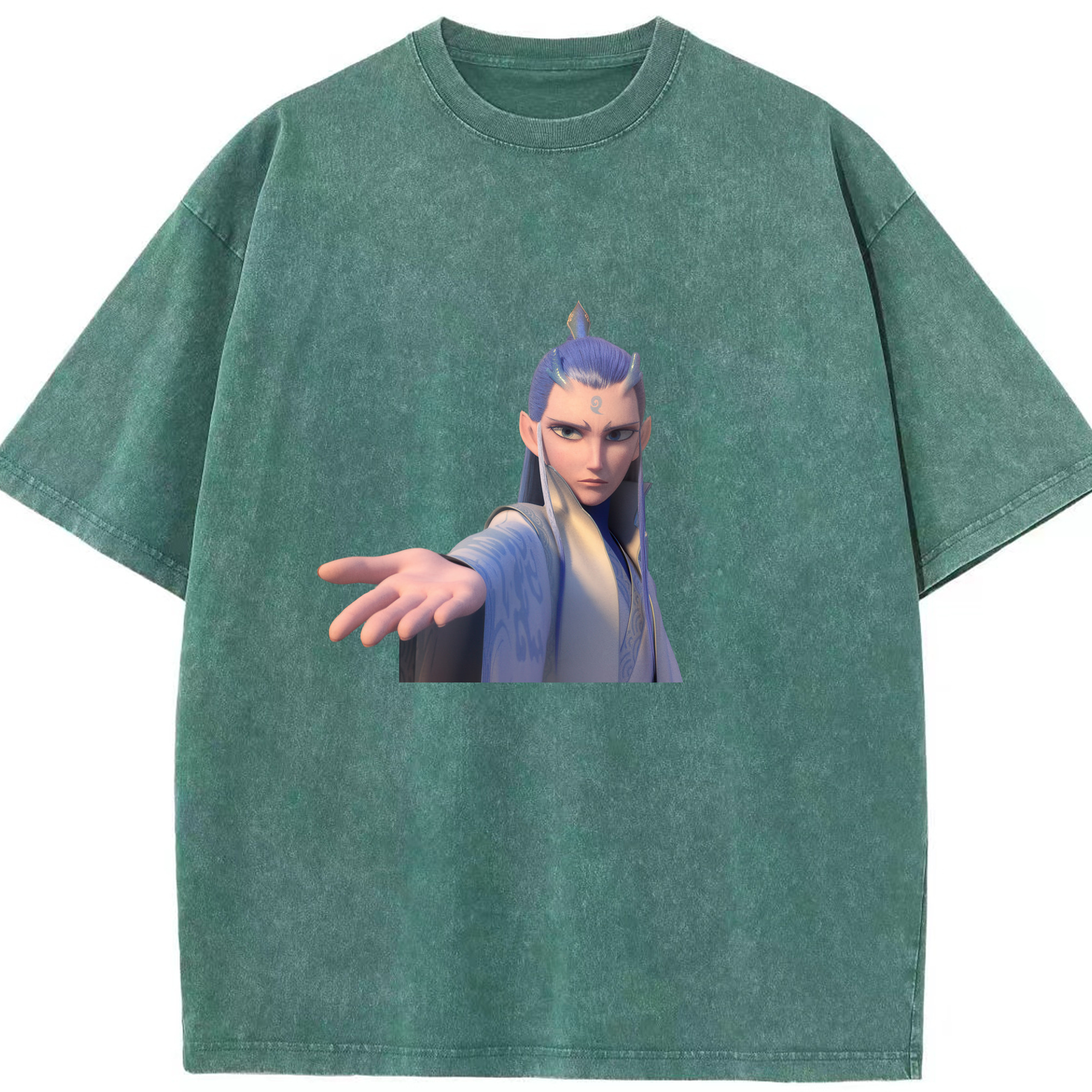 （画像用） Ne Zha 2 ナタ 魔童の大暴れ 綿100% ヴィンテージ風 半袖Tシャツ（フロントプリント）